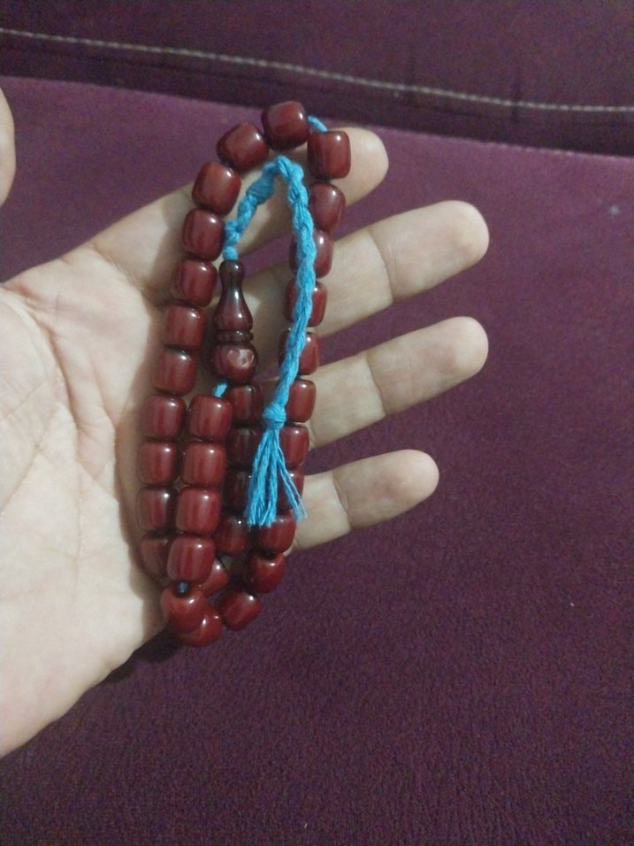 Bordo kehribar sıkma Erkek Tesbih - Görsel 4