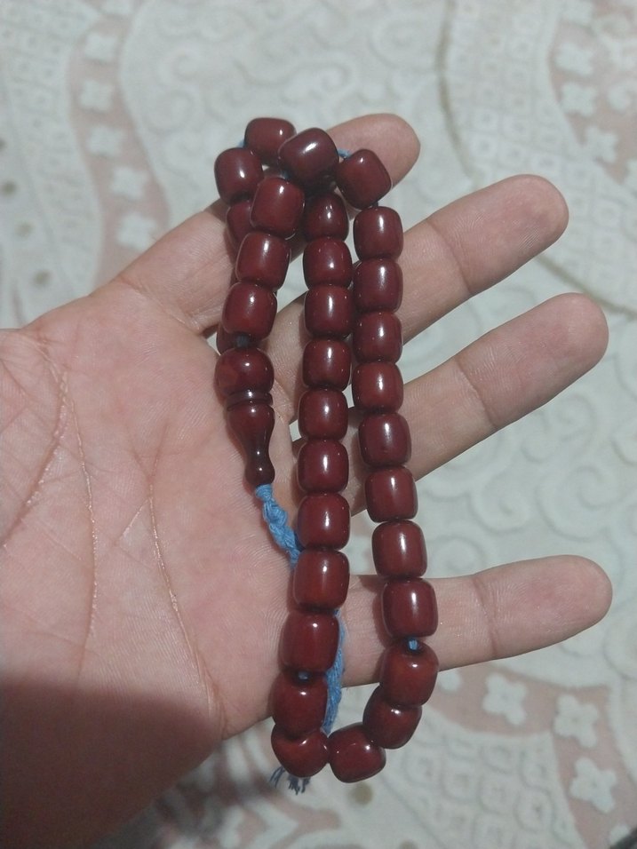 Bordo kehribar sıkma Erkek Tesbih - Görsel 2