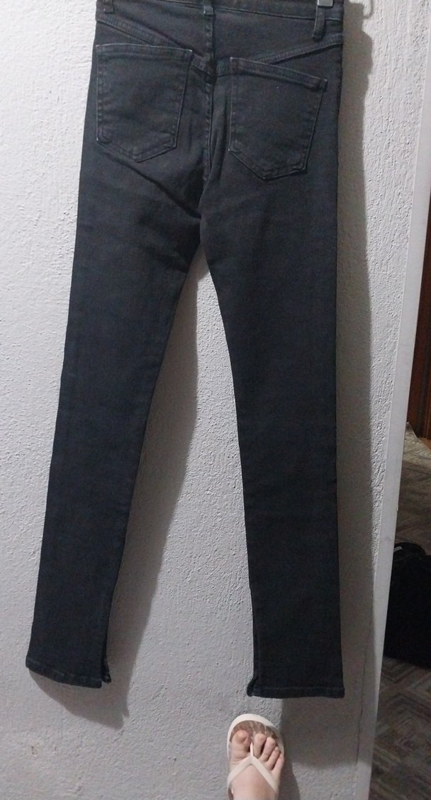 Düğmeli Siyah Kadın Kot Pantolon - Görsel 2