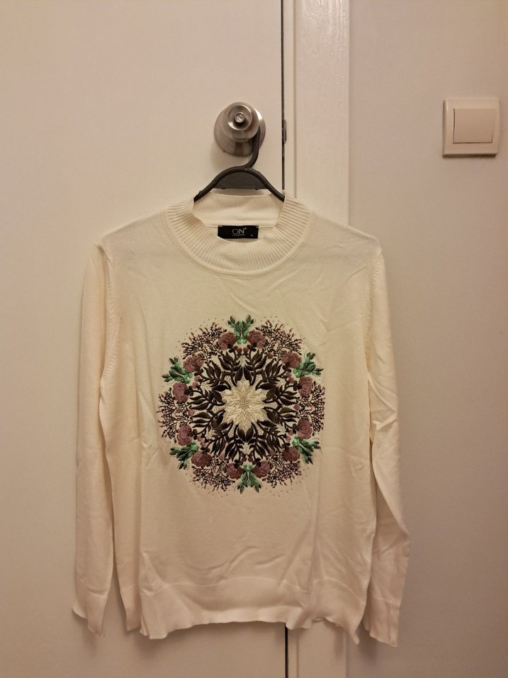 Ekol Beyaz Triko Uzun Kollu Kazak - Görsel 2