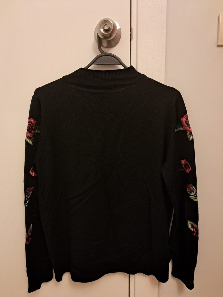 Ekol Nakışlı Siyah Kadın Triko Kazak - Görsel 3