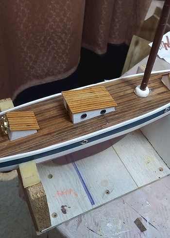 Beyaz Yelkenli Gemi Maketi - Görsel 6