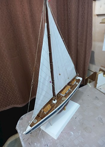 Beyaz Yelkenli Gemi Maketi - Görsel 2