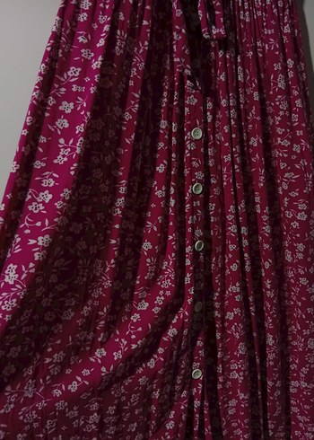 Çiçekli Pembe Düğmeli Hamile Eteği - Görsel 3