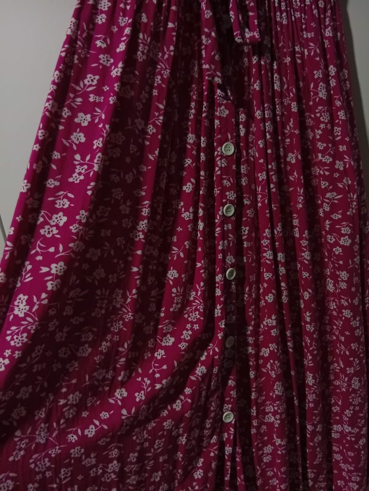 Çiçekli Pembe Düğmeli Hamile Eteği - Görsel 3