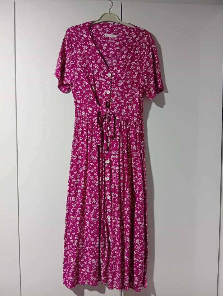 Çiçekli Pembe Düğmeli Hamile Eteği - Görsel 4