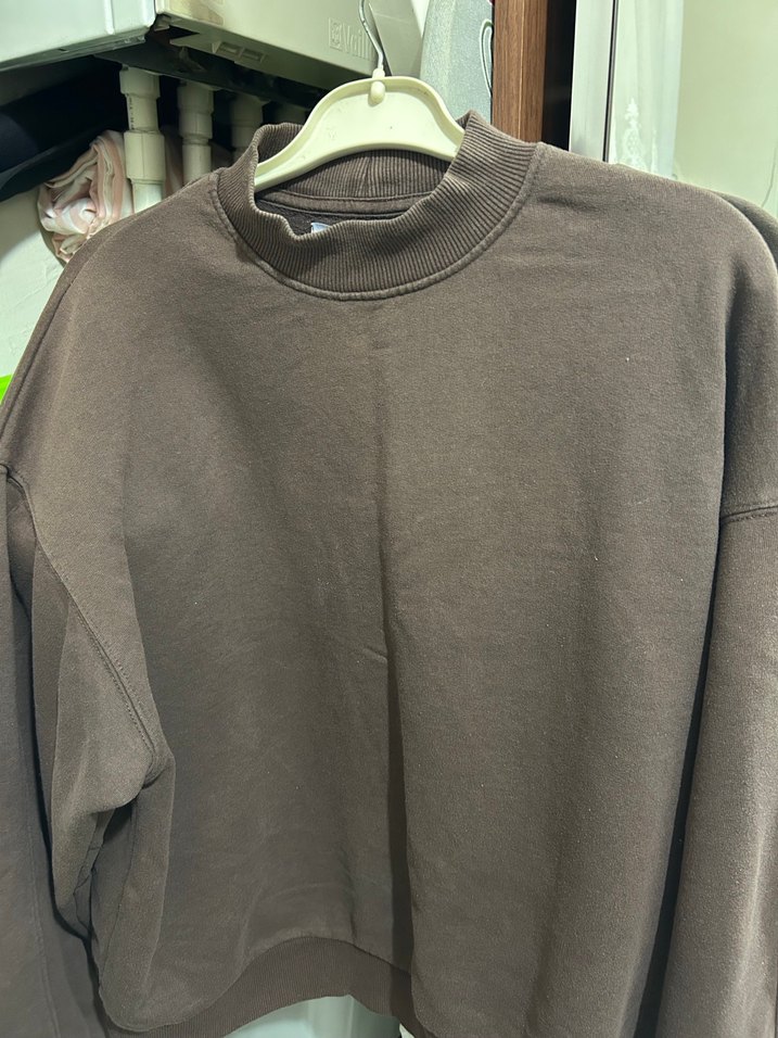 Kadın Kahverengi Bisiklet Yaka Sweatshirt - Görsel 2