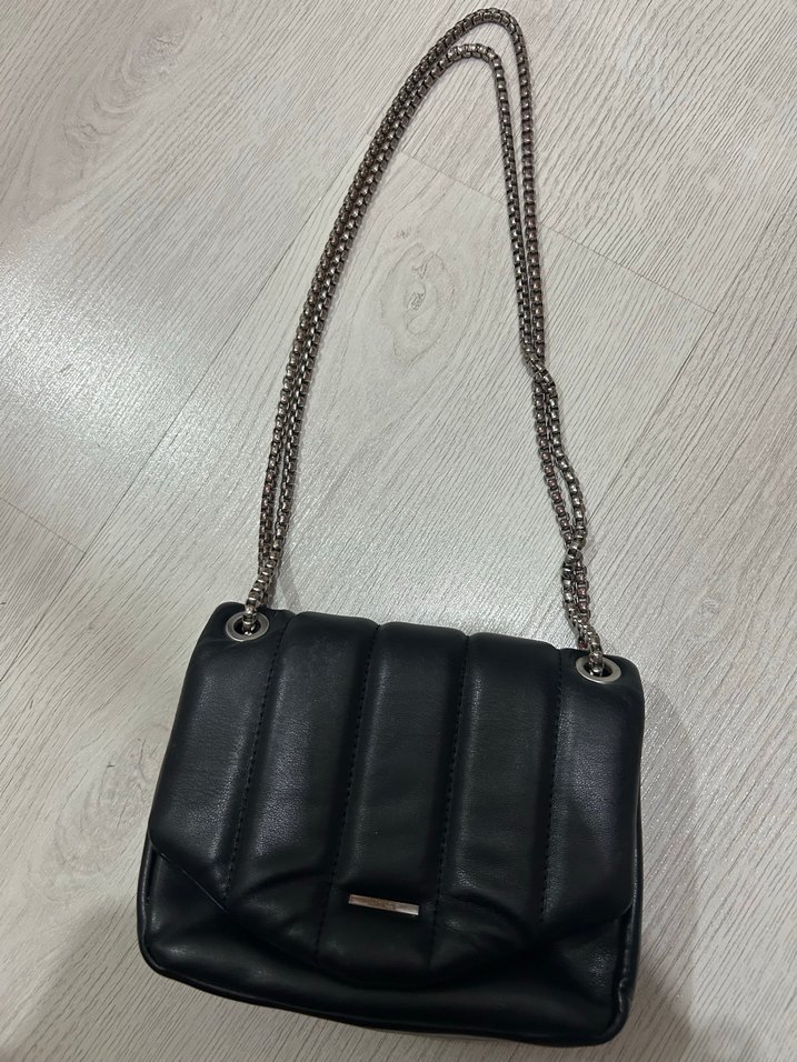 Zincir Detaylı Siyah Deri Kadın Çanta - Görsel 2