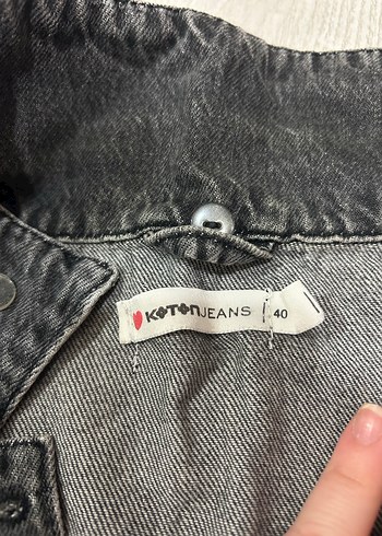 Gri Düğmeli Kadın Denim Ceket - Görsel 3