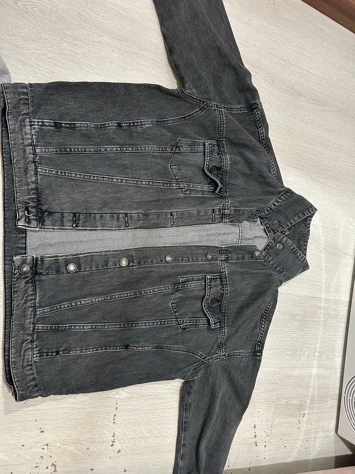 Gri Düğmeli Kadın Denim Ceket - Görsel 2