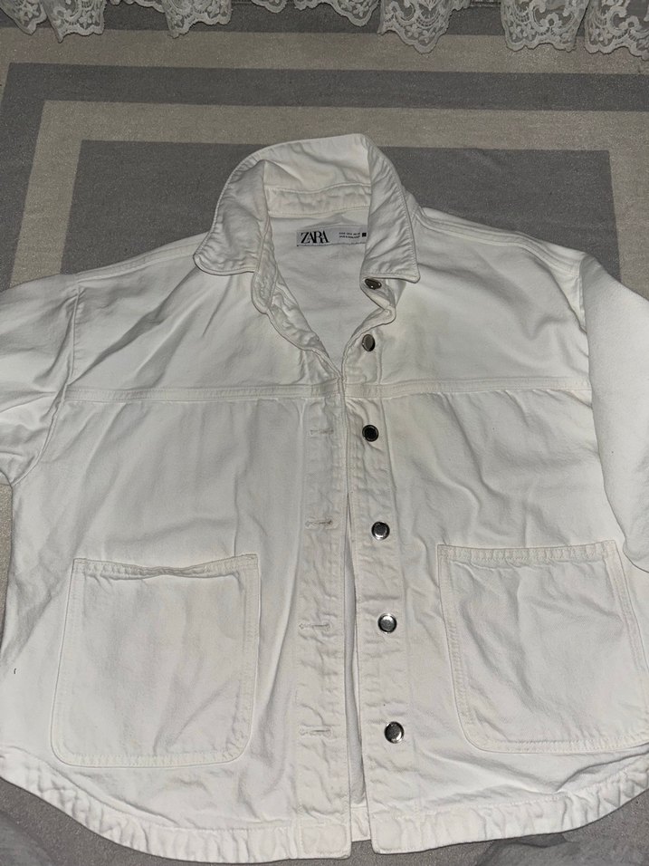 Zara beyaz kot ceket - Görsel 2
