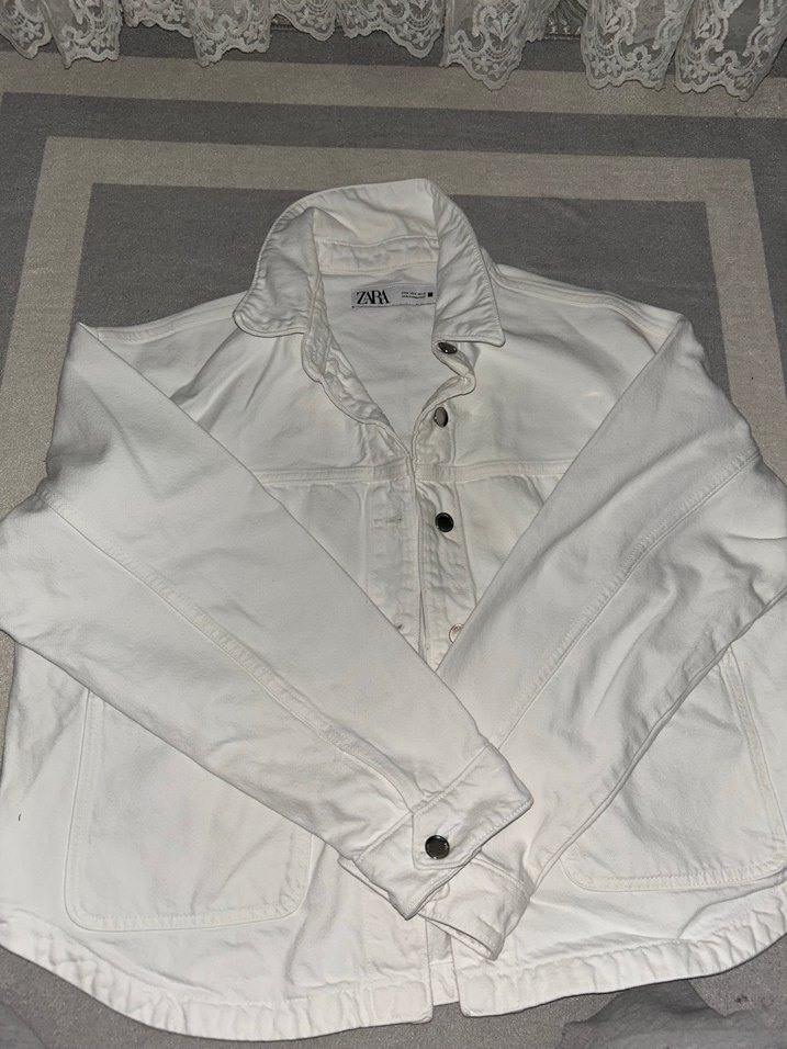 Zara beyaz kot ceket - Görsel 4