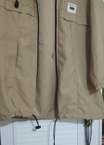 Bej Erkek Midi Boy Kapüşonlu Yağmurluk - Görsel 3