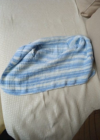 Mavi beyaz Erkek Çocuk Örgü Hırka ve Bere - Görsel 3