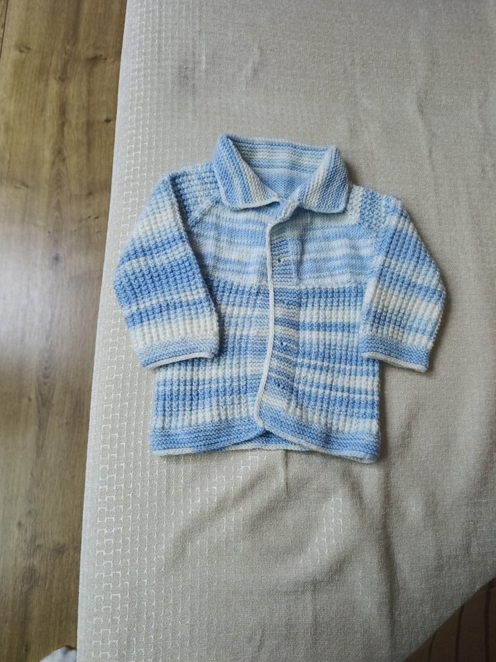 Mavi beyaz Erkek Çocuk Örgü Hırka ve Bere - Görsel 2