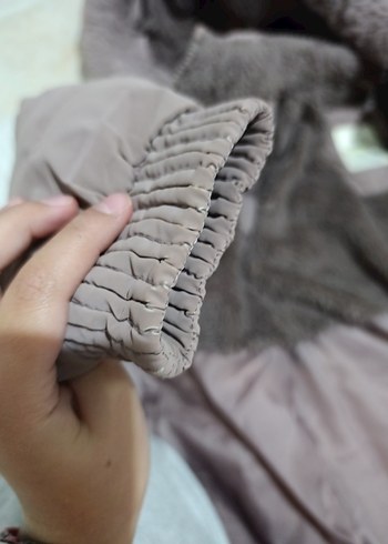 Kız Çocuk lila Kürklü Kapüşonlu Mont - Görsel 6