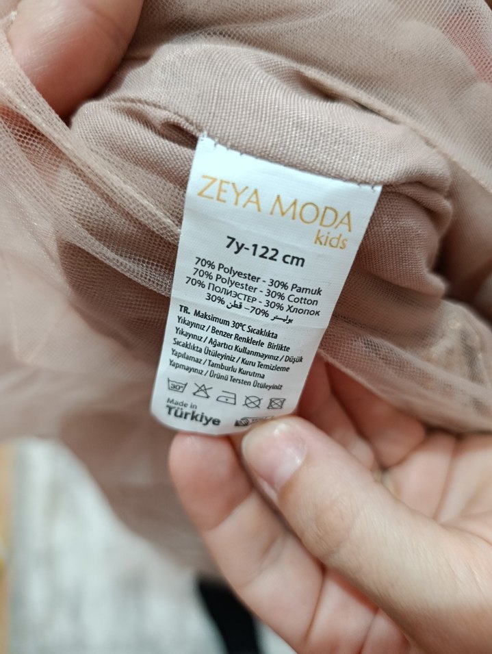 Kız Çocuk pudra pembesi Fırfırlı Abiye Elbise - Görsel 5