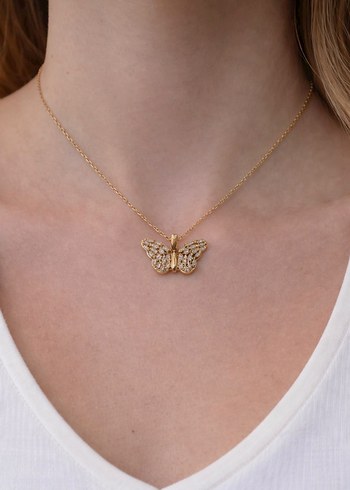 Altın Renk  Kişiye Özel 
Kelebek Kolye - Görsel 5