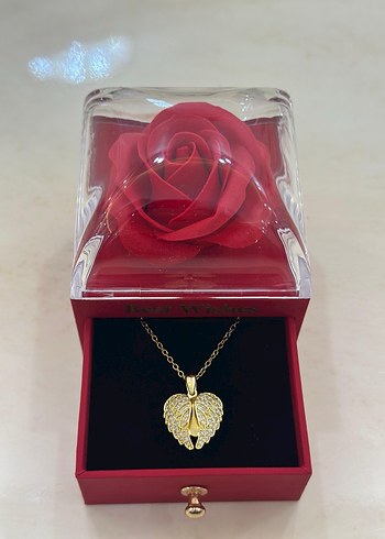 Altın Renkli Kanatlı Kalp Kolye - Görsel 4