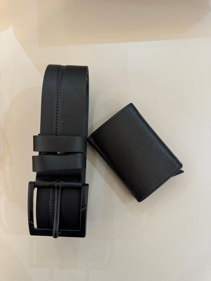 Gri Metal Erkek Cüzdan Kemer Seti - Görsel 3