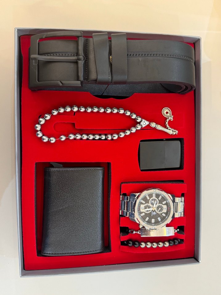 Gri Metal Erkek Cüzdan Kemer Seti - Görsel 2