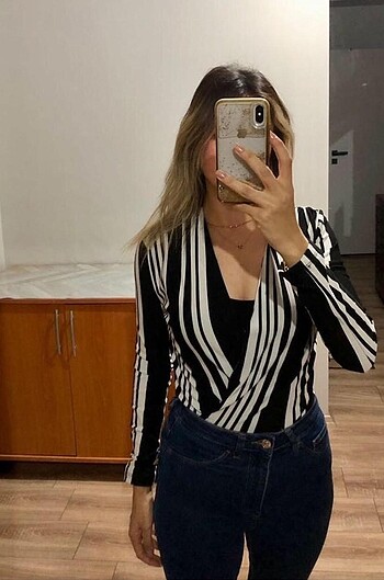 Çizgili şık bluz