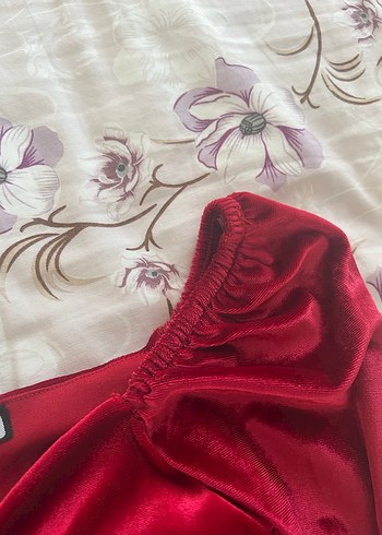 Bordo Drapeli V Yaka Mini Kadın Elbise - Görsel 4