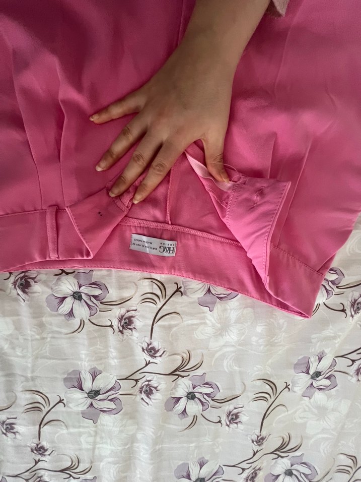 Pembe Pilili Midi Kadın Kumaş Pantolon - Görsel 2