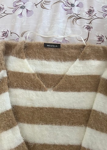 Yeşil Beyaz Çizgili Triko Kadın Kazak - Görsel 6