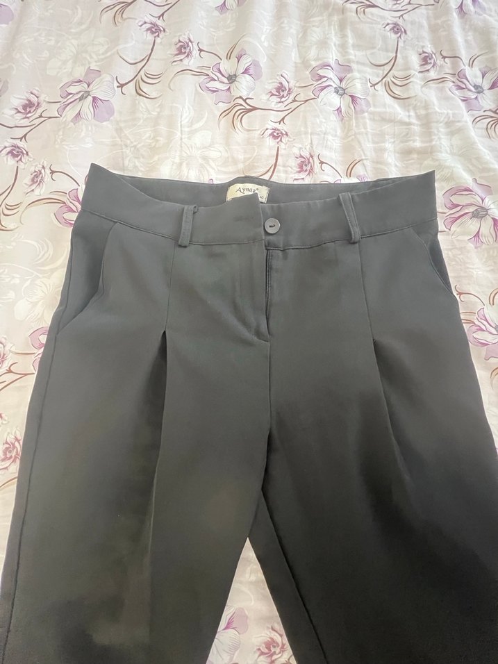 Siyah Pilili Kadın Kumaş Pantolon - Görsel 2