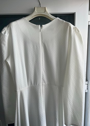 Uzun Kollu Beyaz Modern Klasik Elbise 44 beden - Görsel 3