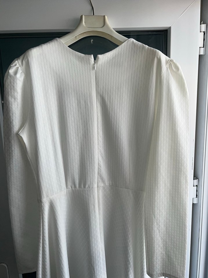 Uzun Kollu Beyaz Modern Klasik Elbise 44 beden - Görsel 3