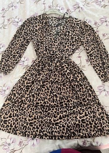 Leopar Desenli Uzun Kollu Elbise - Görsel 2