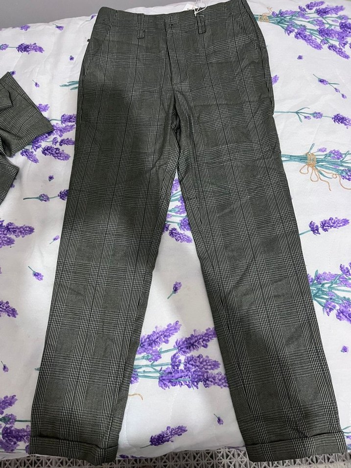 KADIN HAKİ RENK EKOSE PANTOLON - Görsel 2