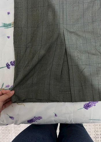 Haki midi  Kadın Ekose Kalem Etek - Görsel 3