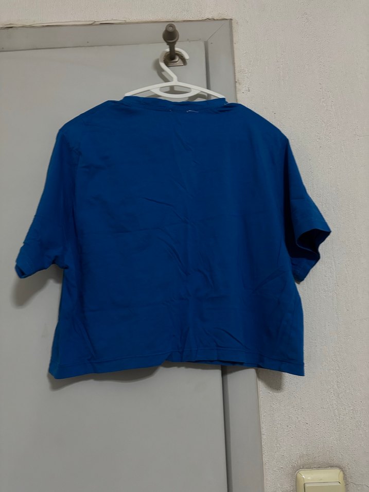 Kadın Mavi Kısa Kollu Streetwear Tişört - Görsel 2