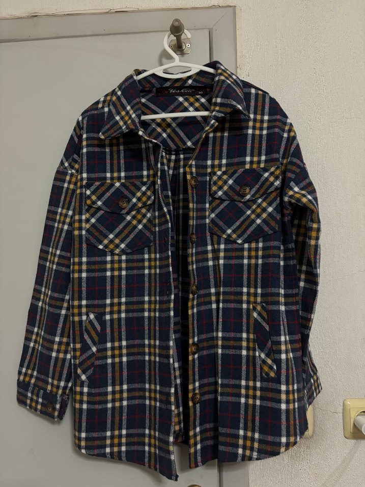 Kadın Çok Renkli Kareli Düğmeli Gömlek - Görsel 2