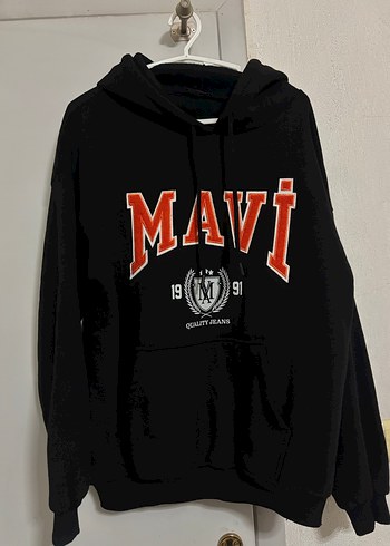 Mavi Baskılı Siyah Kapüşonlu Sweatshirt - Görsel 2