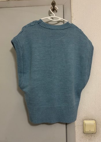 Mavi Örgü Kadın Süveter - Görsel 2