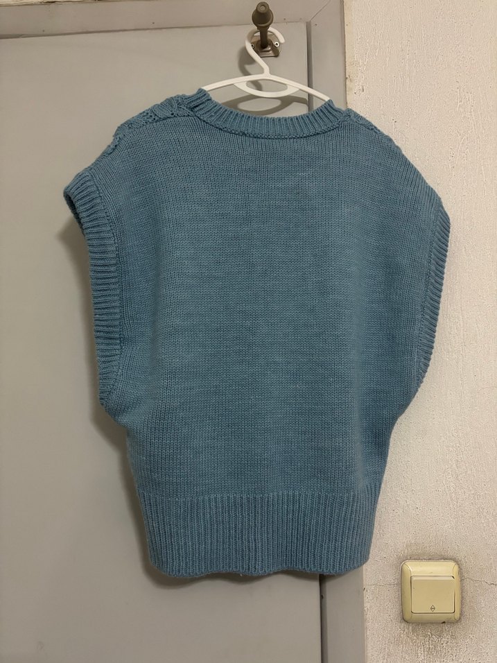 Mavi Örgü Kadın Süveter - Görsel 2