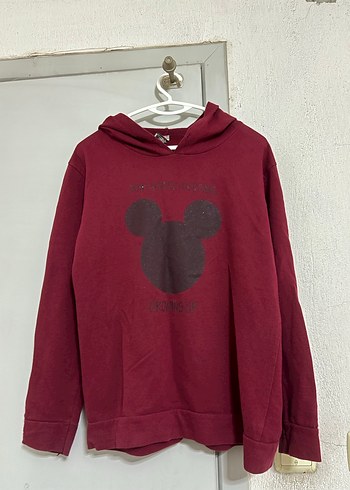 Bordo Kapüşonlu Uzun Kollu Sweatshirt - Görsel 2