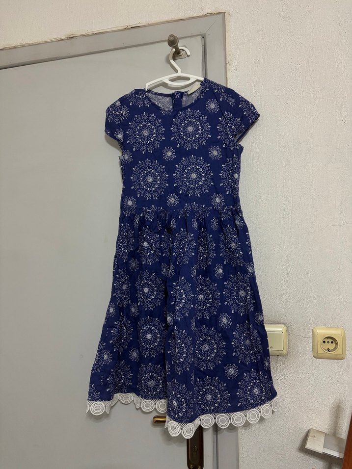 Kız Çocuk Lacivert Bohem Desenli Elbise - Görsel 2