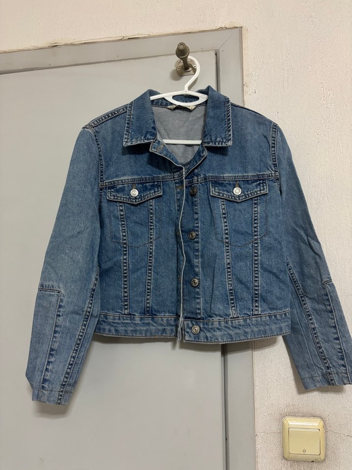 Düğmeli Mavi Kadın Denim Ceket - Görsel 2