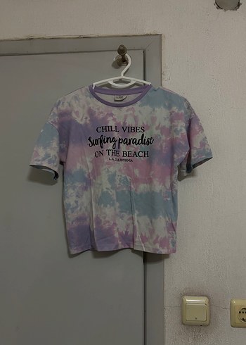 Kız Çocuk Mor Batik Desenli Pamuklu Tişört - Görsel 2