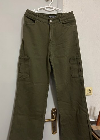 Kadın Keten Kemerli Haki Pantolon - Görsel 3