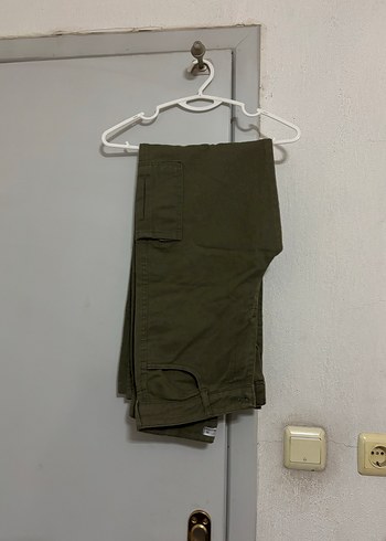 Kadın Keten Kemerli Haki Pantolon - Görsel 2