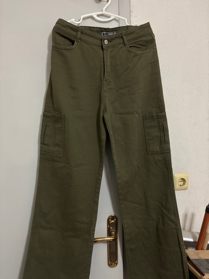 Kadın Keten Kemerli Haki Pantolon - Görsel 3