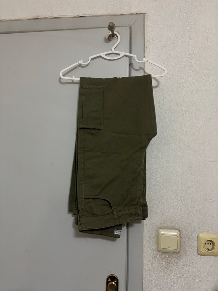 Kadın Keten Kemerli Haki Pantolon - Görsel 2