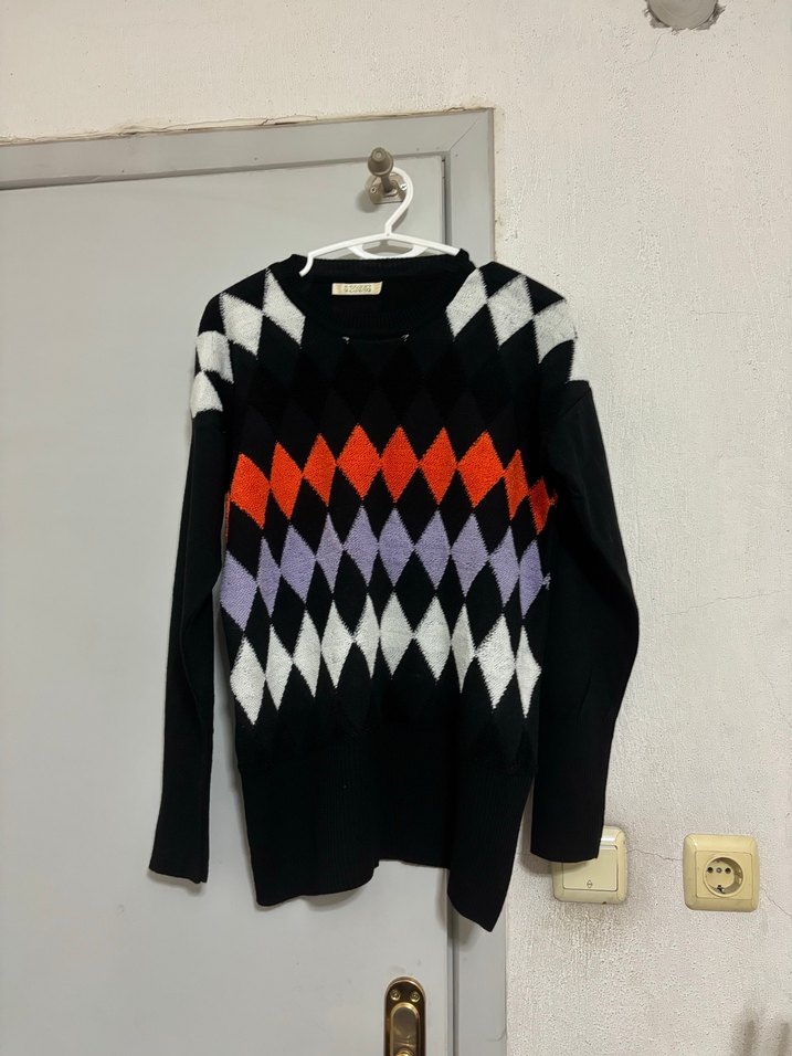 Kadın Çok Renkli Uzun Kollu Triko Kazak - Görsel 2