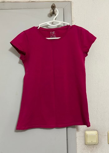 Pembe Kısa Kollu Basic Kadın Tişört - Görsel 2